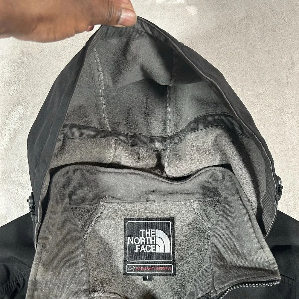 The North Face Summit Series Hooded Jacket Mens L Black Hyvent Removable Hood